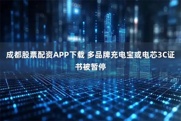 成都股票配资APP下载 多品牌充电宝或电芯3C证书被暂停